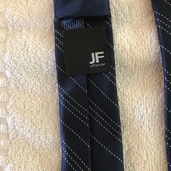 JF J Ferrar Men's Blue, White Neck Tie - Picture 4 of 6